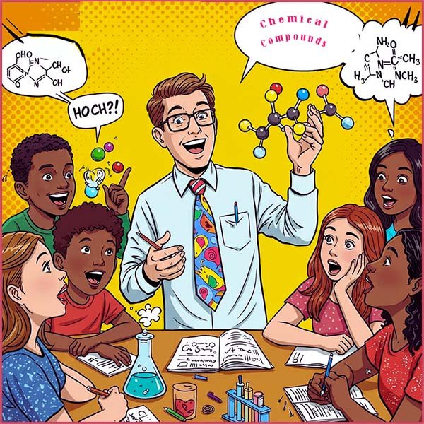 Teacher giving the class a leson on compounds